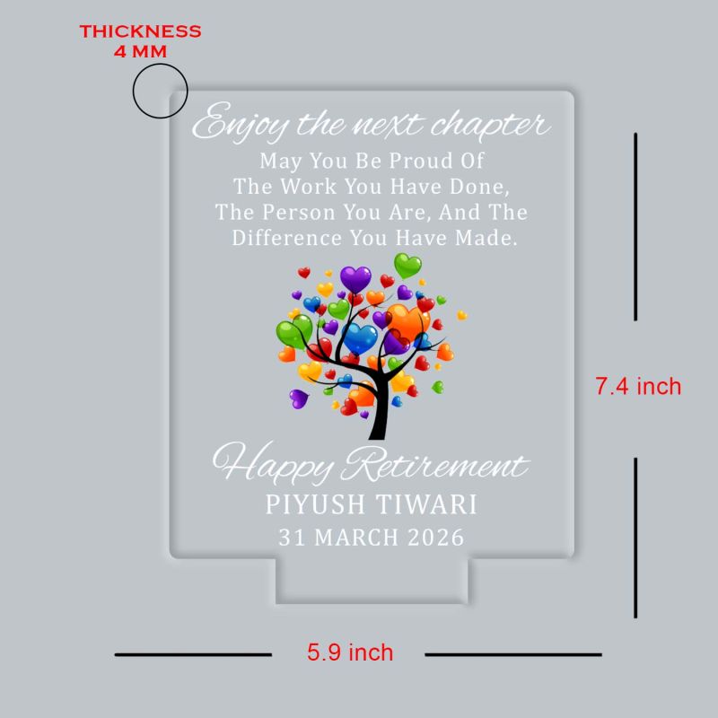 Personalized Retirement UV Print LED Lamp  Enjoy The Next Chapter   Acrylic Light